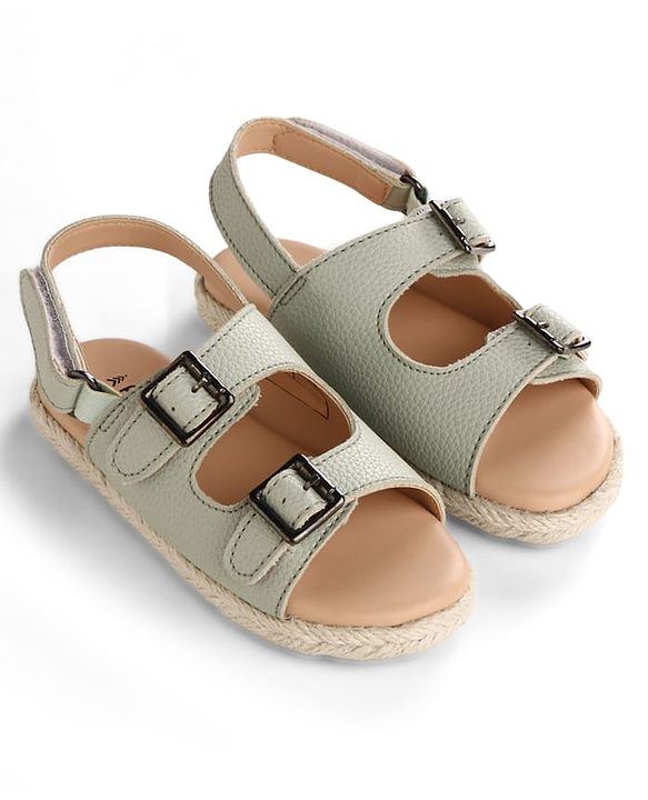 Pine Kids Velcro Closure Solid Sandals - Green
