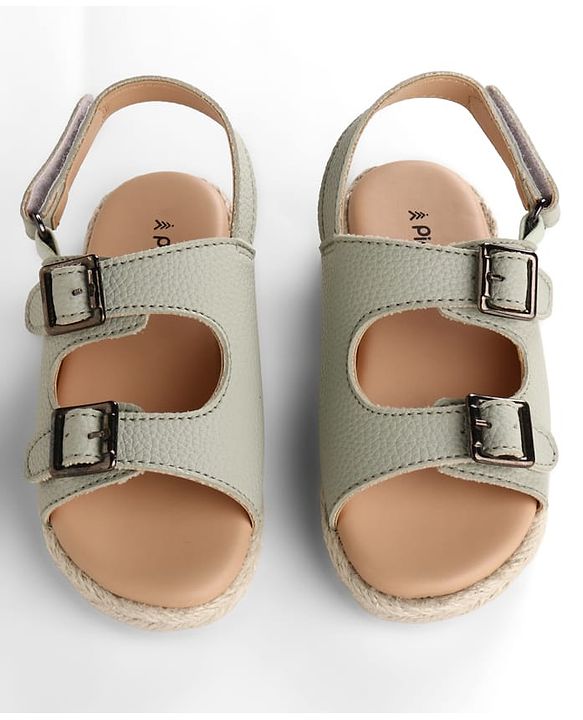 Pine Kids Velcro Closure Solid Sandals - Green
