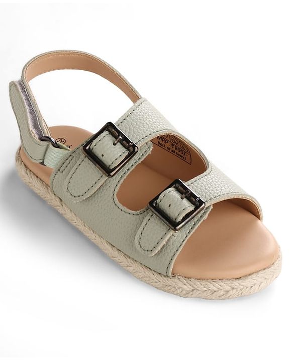 Pine Kids Velcro Closure Solid Sandals - Green