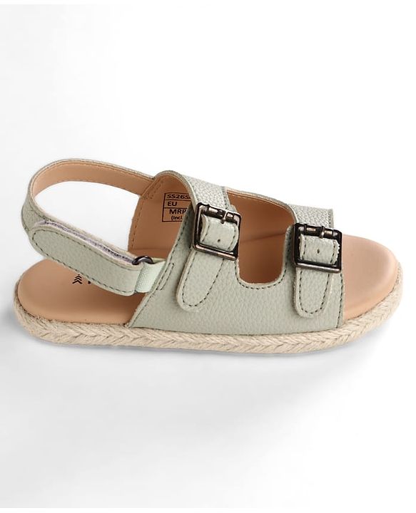 Pine Kids Velcro Closure Solid Sandals - Green