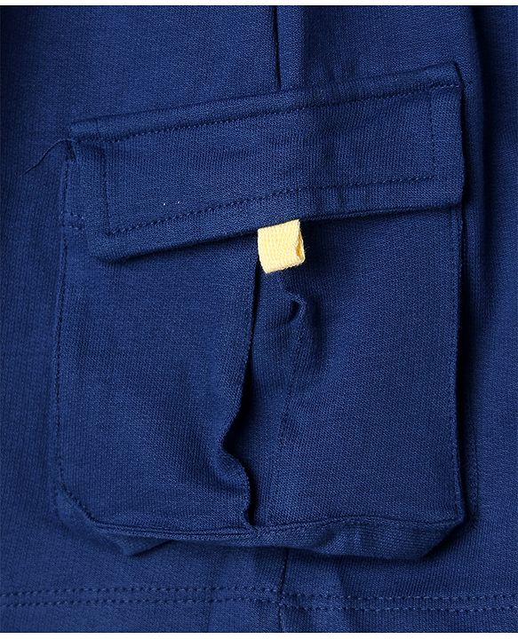 Babyhug Terry Knit Mid Thigh Dino Printed Shorts - Navy Blue