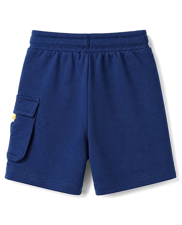 Babyhug Terry Knit Mid Thigh Dino Printed Shorts - Navy Blue