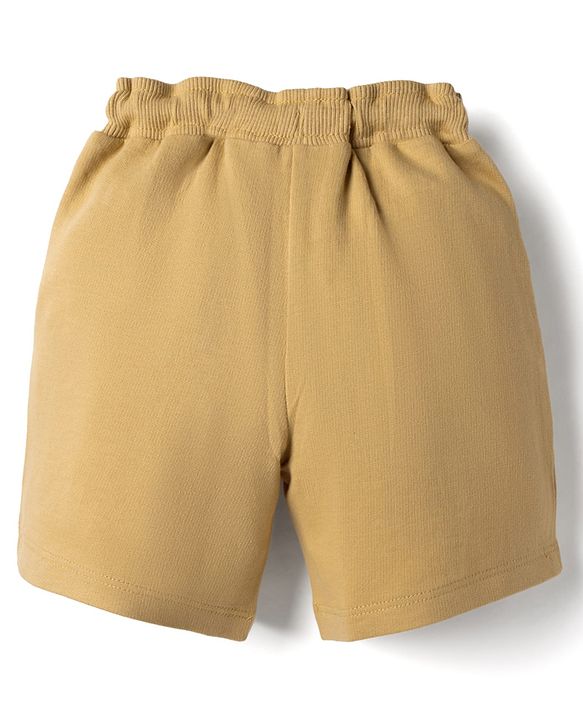 Babyhug Terry Knit Mid Thigh Shorts with Bear Embroidery - Brown