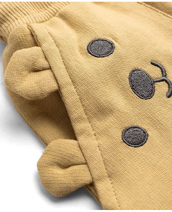 Babyhug Terry Knit Mid Thigh Shorts with Bear Embroidery - Brown