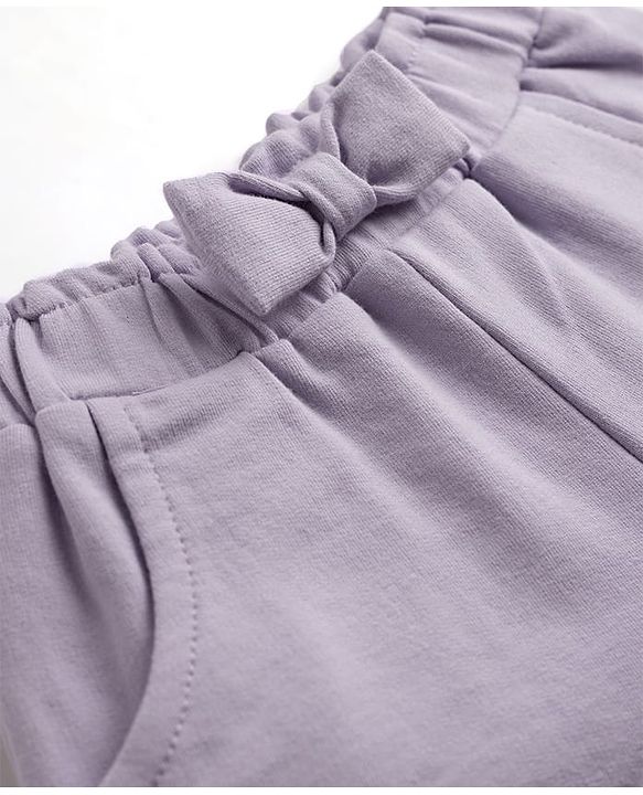 Babyhug Terry Knit Mid Thigh Shorts with Bunny Embroidery & Applique - Lavender
