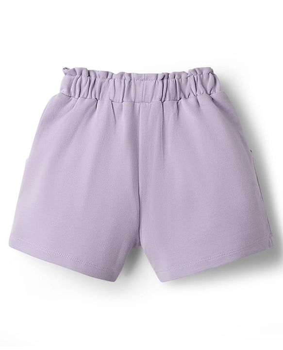 Babyhug Terry Knit Mid Thigh Shorts with Bunny Embroidery & Applique - Lavender