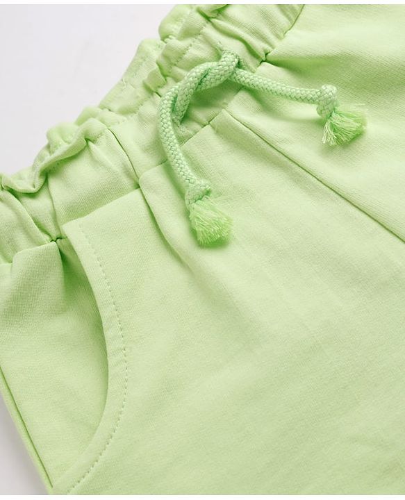 Babyhug Terry Knit Mid Thigh Shorts With Floral Embroidery - Limegreen