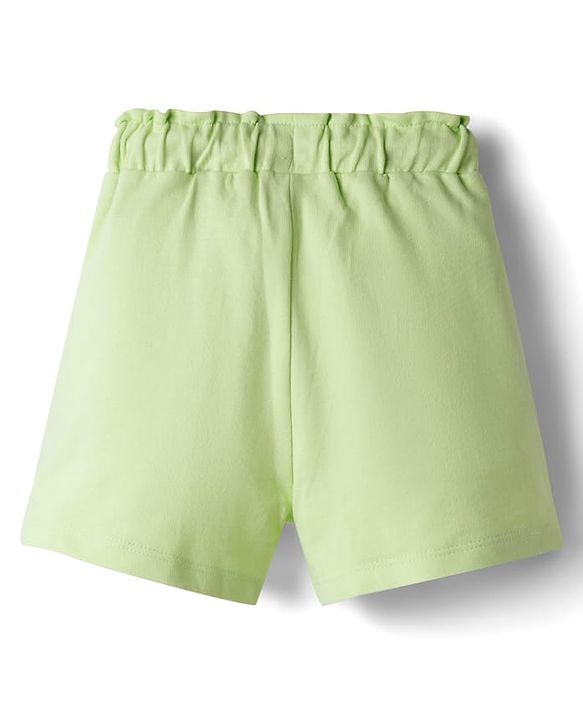 Babyhug Terry Knit Mid Thigh Shorts With Floral Embroidery - Limegreen