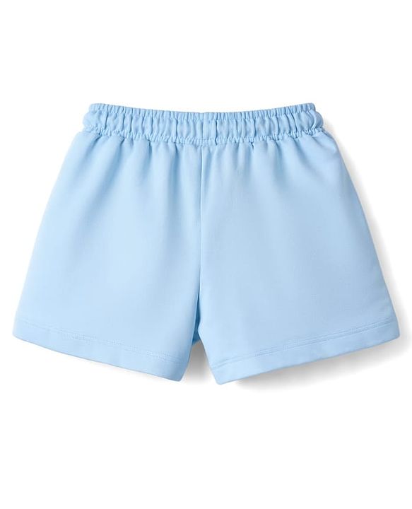 Babyhug Terry Knit Mid Thigh Shorts with Floral Embroidery - Blue