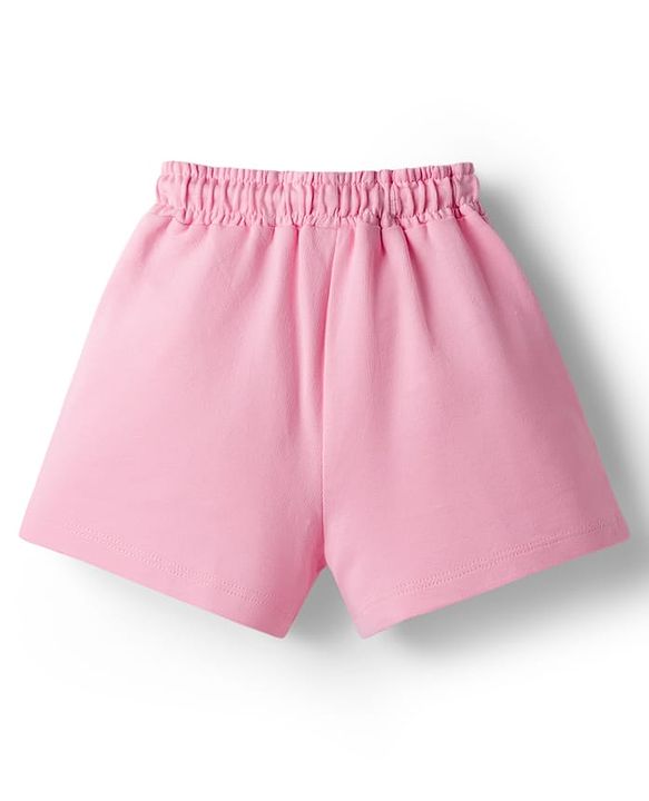 Babyhug Terry Knit Mid Thigh Length Shorts with New York Print - Pink
