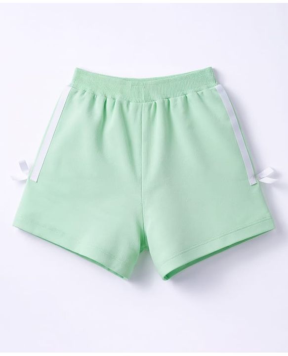 Babyhug Terry Knit Mid Thigh Solid Shorts with Bow Applique - Mint