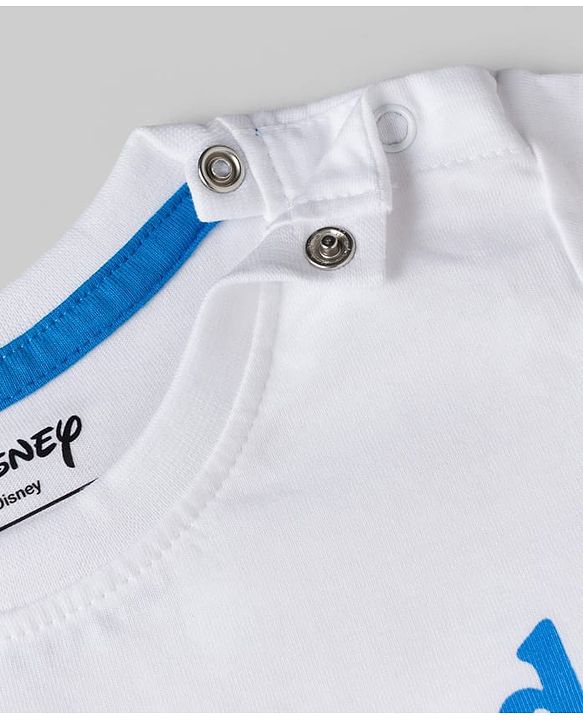 Babyhug Disney Terry Knit Half Sleeves T-Shirt & Shorts Set with Winnie The Pooh Grapichs - White & Blue