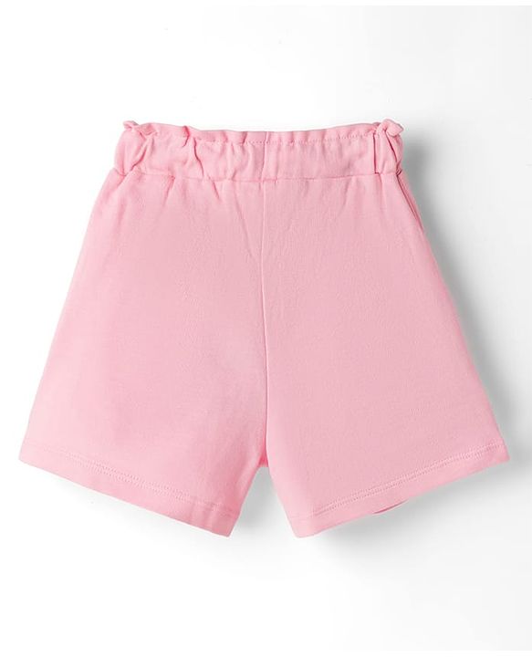 Babyhug Terry Knit Mid Thigh Cherry Embroidered Shorts - Pink