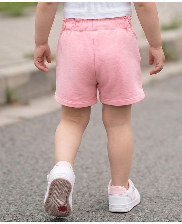 Babyhug Terry Knit Mid Thigh Cherry Embroidered Shorts - Pink