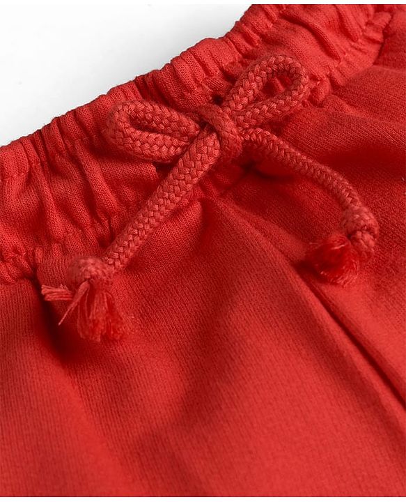 Babyhug Terry Knit Mid Thigh Solid Shorts With Bow Applique - Red