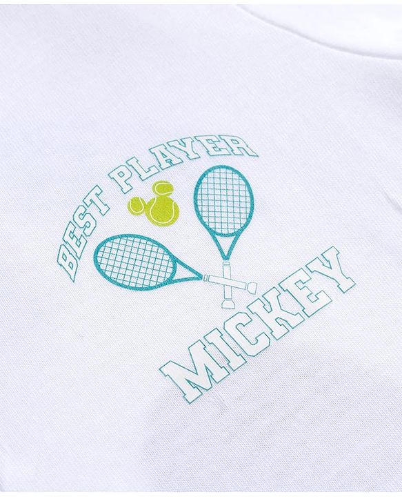 Babyhug Disney 100% Cotton Knit Half Sleeves Polo T-Shirt With Shorts Set With Mickey Mouse Graphic - Light Blue