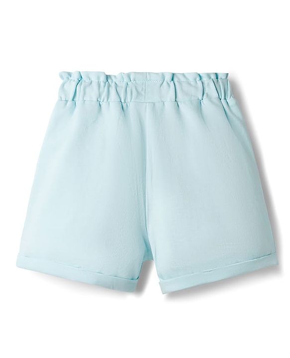 Babyhug Terry Knit Mid Thigh Shorts With Floral Print - Light Blue