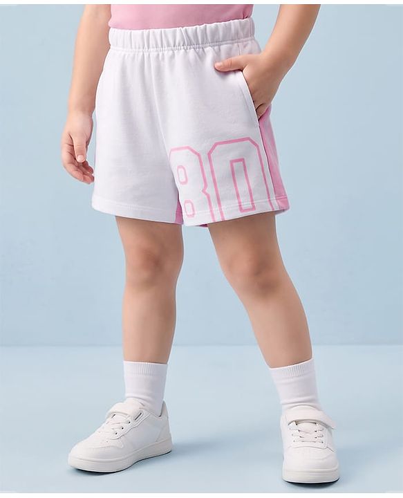 Babyhug Terry Knit Mid Thigh Length Cut & Sew Shorts with Print - Multicolor