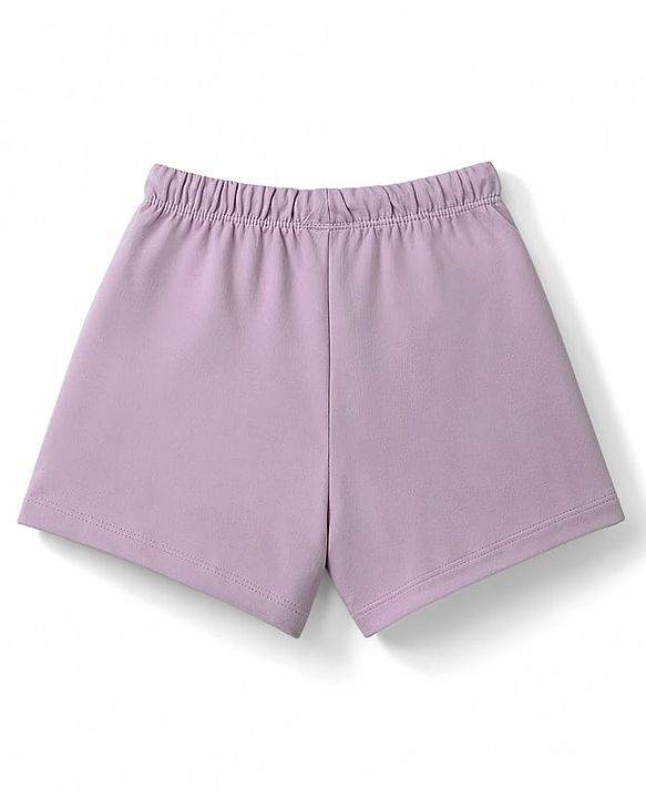Babyhug Terry Knit Mid Thigh Solid Shorts With Lace Detailing - Lavender