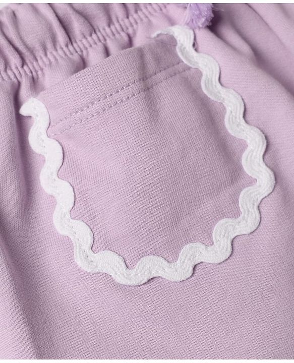 Babyhug Terry Knit Mid Thigh Solid Shorts With Lace Detailing - Lavender