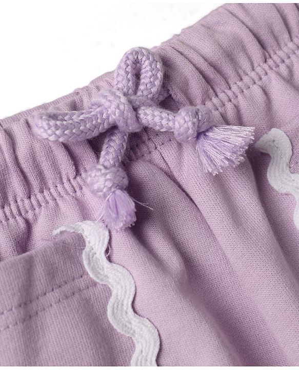 Babyhug Terry Knit Mid Thigh Solid Shorts With Lace Detailing - Lavender