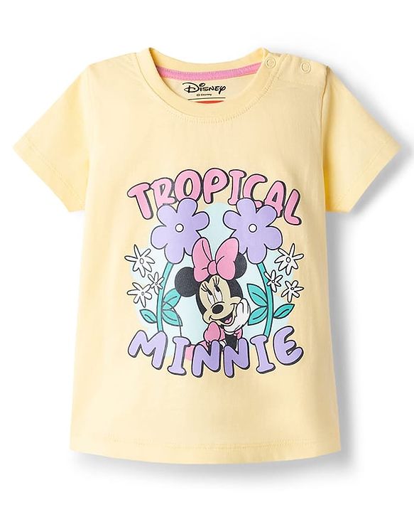 Babyhug Disney Single Jersey Knit Half Sleeves T-Shirt & Shorts Set with Minnie Mouse Graphics - Multicolor
