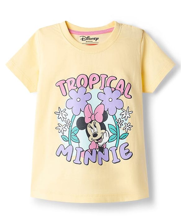 Babyhug Disney Single Jersey Knit Half Sleeves T-Shirt & Shorts Set with Minnie Mouse Graphics - Multicolor