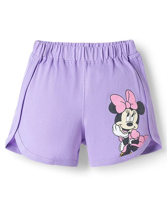 Babyhug Disney Single Jersey Knit Half Sleeves T-Shirt & Shorts Set with Minnie Mouse Graphics - Multicolor