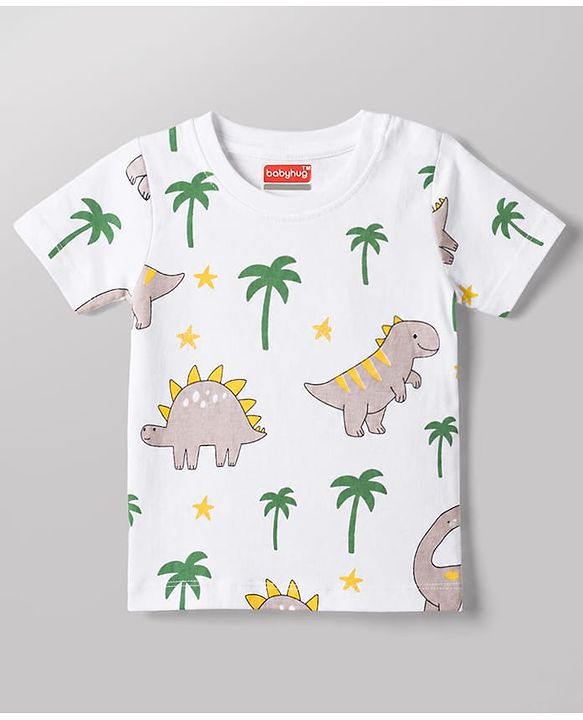 Babyhug Cotton Knit T-Shirts Half Sleeves with Graphics Multi Color 6-9 Months Pack of 3