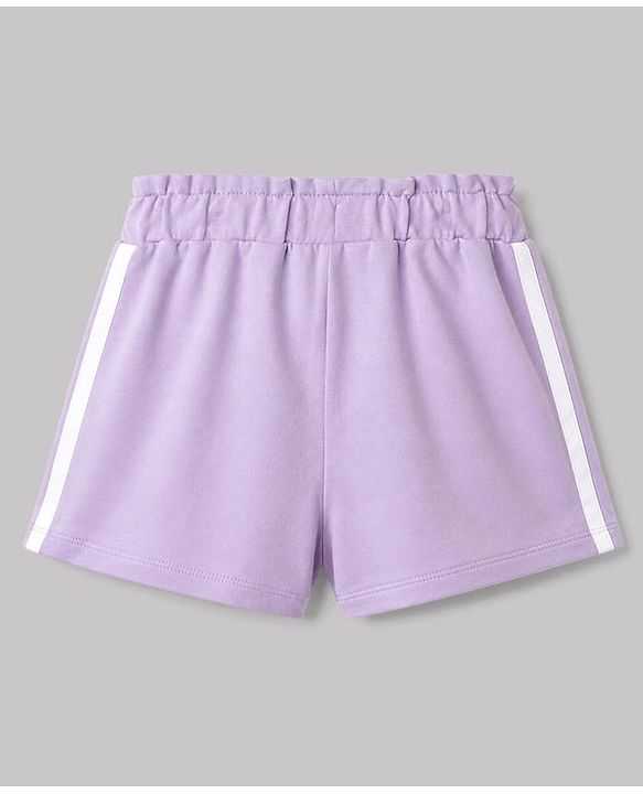 Babyhug 100% Cotton Terry Knit Mid Thigh Solid Shorts With Bow Applique - Lavender