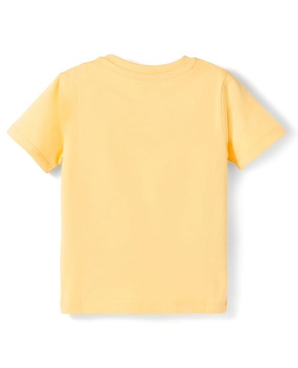 Babyhug Cotton Knit Half Sleeves T-Shirt with Dad's Best Bud - Yellow