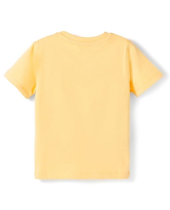 Babyhug Cotton Knit Half Sleeves T-Shirt with Dad's Best Bud - Yellow