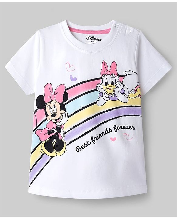 Babyhug Disney Single Jersey Knit Half Sleeves T-Shirt & Shorts Set with Minnie Mouse Graphics - Multicolor