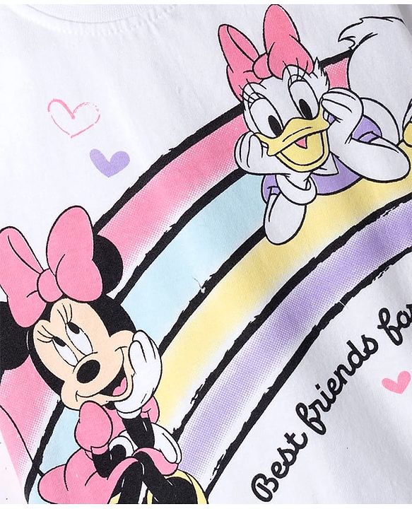 Babyhug Disney Single Jersey Knit Half Sleeves T-Shirt & Shorts Set with Minnie Mouse Graphics - Multicolor