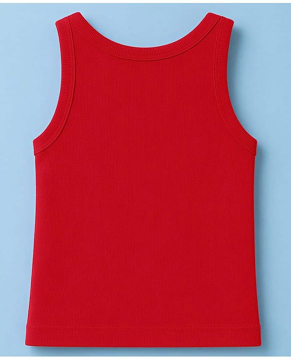 Pine Kids Cotton Knit Top Sleeveless Round Neck Red 5-6 Years