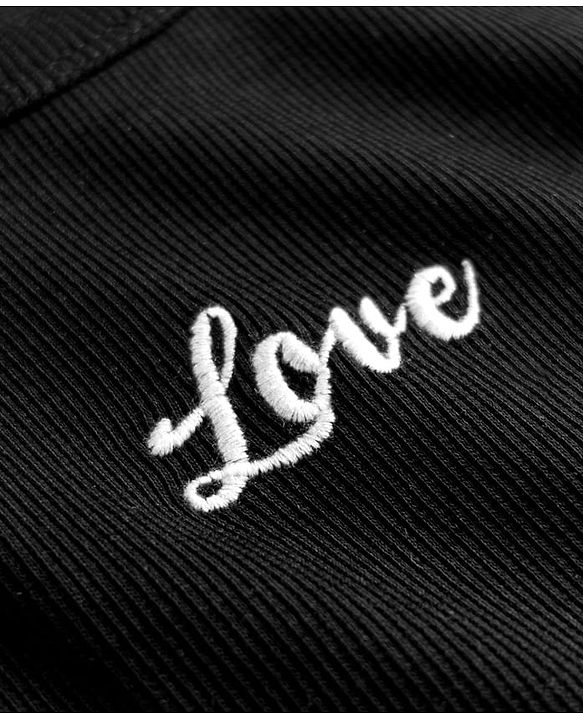 Pine Kids Cotton Lycra Knit Tank Top with 'Love' Embroidery Black 4-5 Years