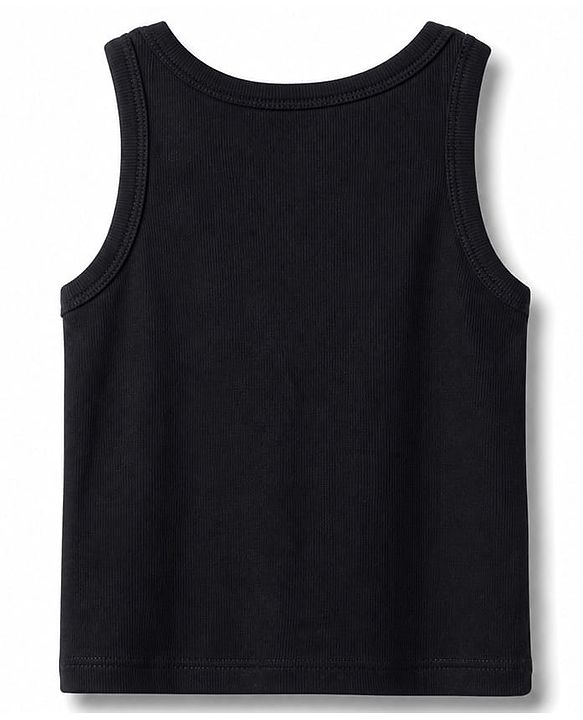 Pine Kids Cotton Lycra Knit Tank Top with 'Love' Embroidery Black 4-5 Years