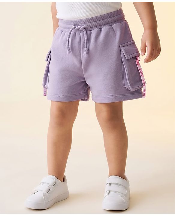 Babyhug Terry Knit Mid Thigh Solid Shorts - Lavender
