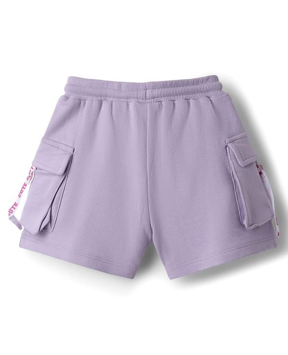 Babyhug Terry Knit Mid Thigh Solid Shorts - Lavender