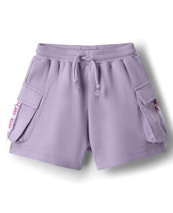 Babyhug Terry Knit Mid Thigh Solid Shorts - Lavender