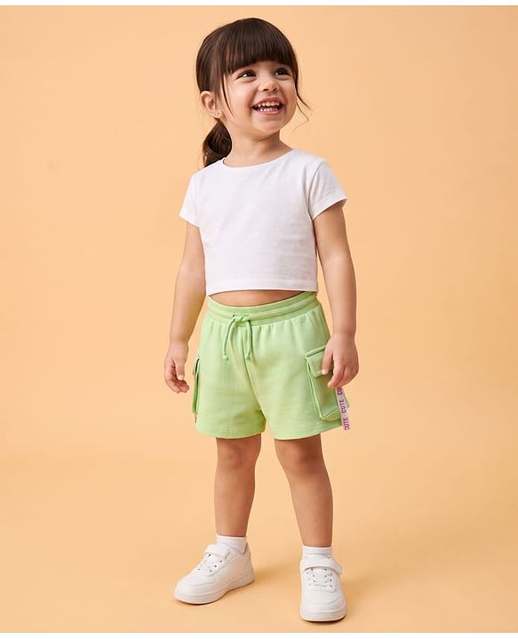Babyhug Terry Knit Mid Thigh Solid Shorts - Limegreen