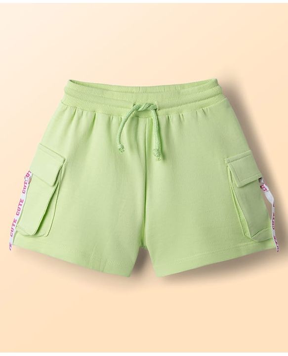 Babyhug Terry Knit Mid Thigh Solid Shorts - Limegreen