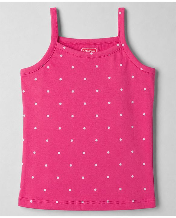 Babyhug 100% Cotton Knit Sleeveless Polka Dots & Floral Printed Slips Pack of 3 - Pink Navy Blue & Lemon