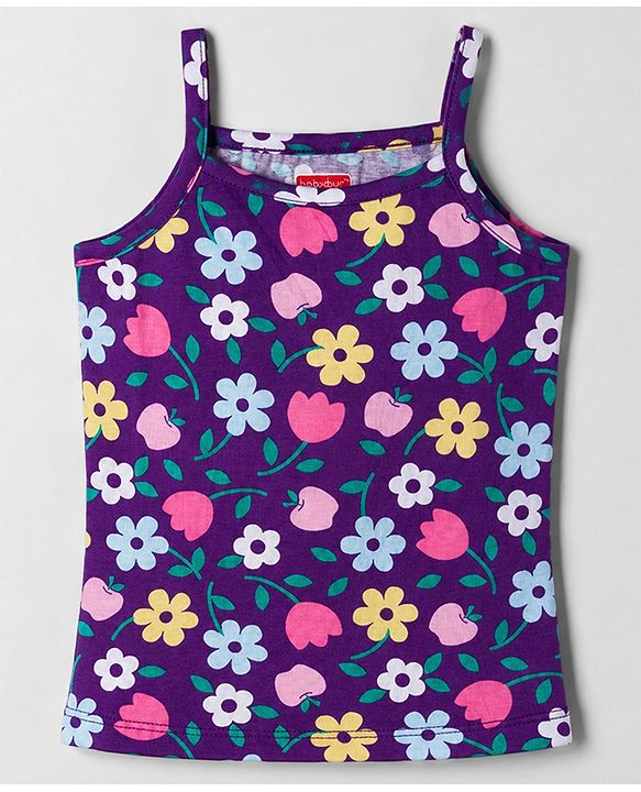 Babyhug 100% Cotton Knit Sleeveless Polka Dots & Floral Printed Slips Pack of 3 - Pink Navy Blue & Lemon