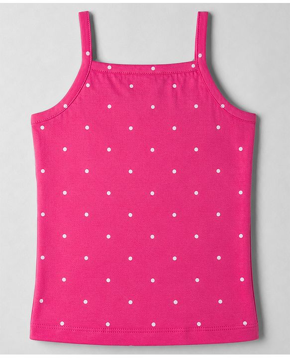 Babyhug 100% Cotton Knit Sleeveless Polka Dots & Floral Printed Slips Pack of 3 - Pink Navy Blue & Lemon