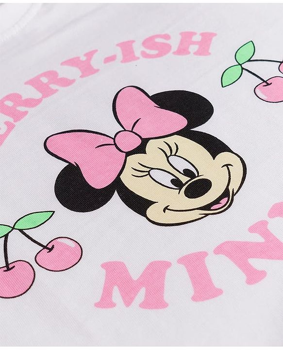 Babyhug Disney Single Jersey Knit T-Shirt & Shorts Night-Suit With Minnie Mouse Graphics - Multicolor