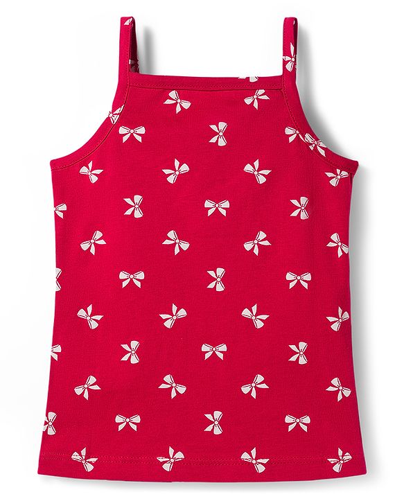Babyhug 100% Cotton Single Jersey Knit Sleeveless Slips With Bow & Teddy Print Pack of 3 - Multicolor