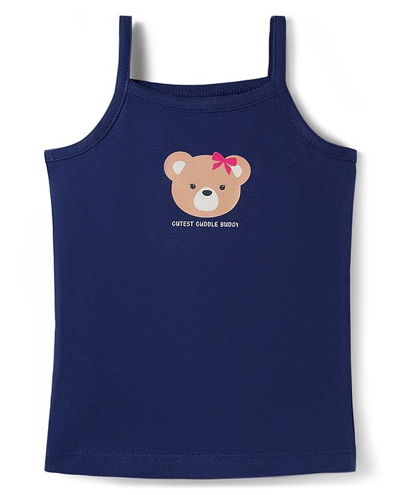 Babyhug 100% Cotton Single Jersey Knit Sleeveless Slips With Bow & Teddy Print Pack of 3 - Multicolor