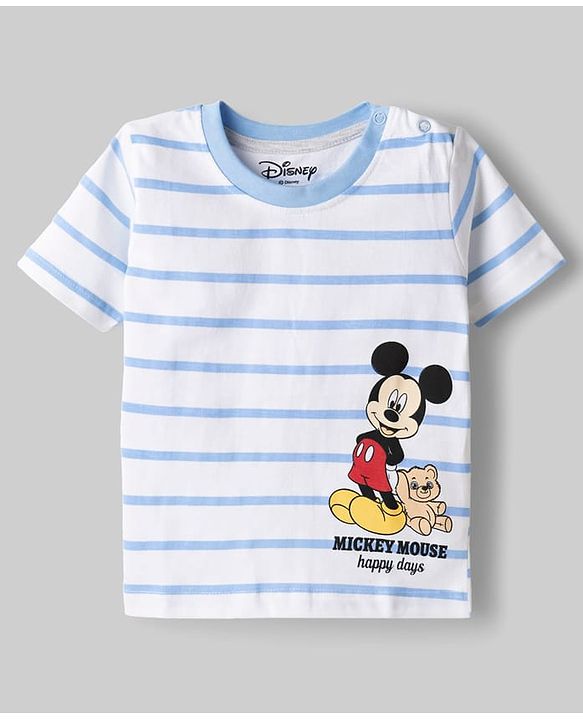 Babyhug Disney Cotton Knit T-Shirt Half Sleeve Graphic Print Multi Color 6-9 Months Pack of 2