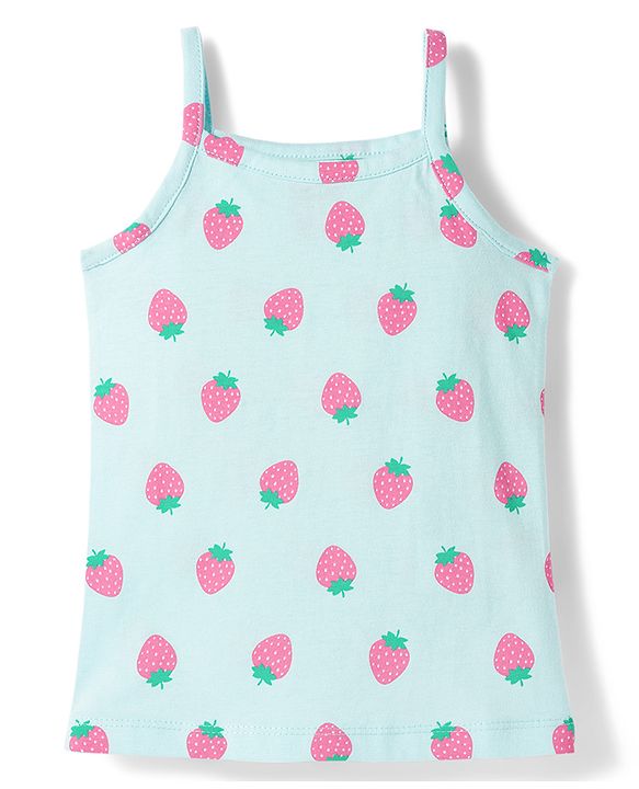 Babyhug 100% Cotton Knit Sleeveless Slips With Fruit Print Pack of 3 - Multicolor